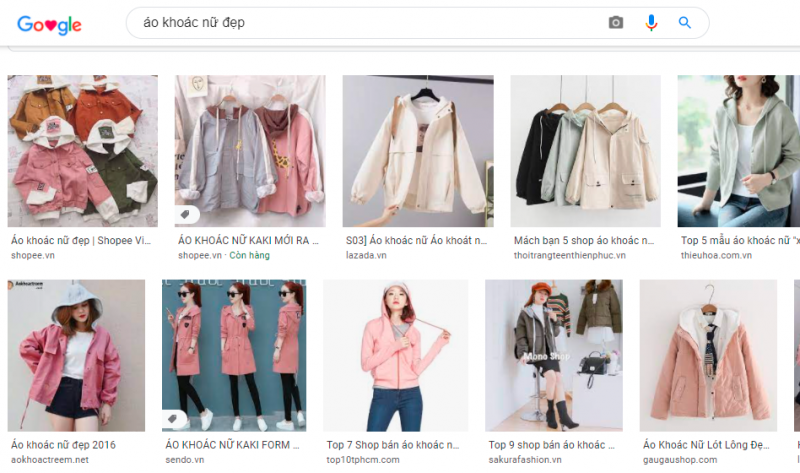 Tìm nguồn hàng dropship áo khoác trên Google