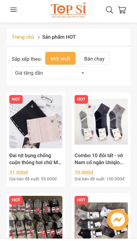 Danh sách các sản phẩm Hot trên Topsi.vn